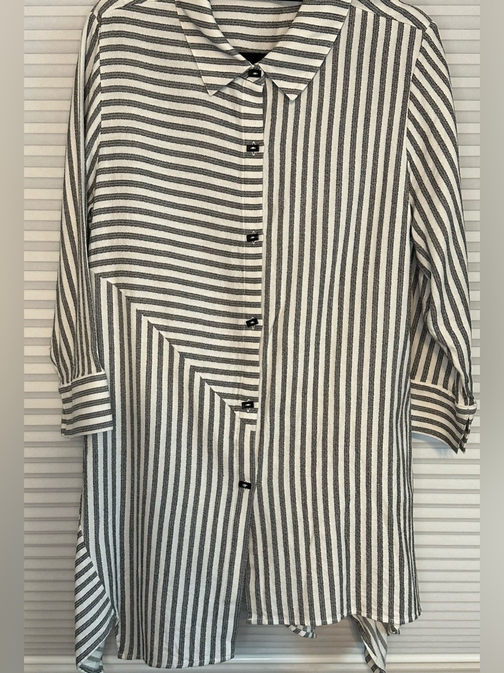 Soft Surroundings Black & White Striped Button-Up Tunic